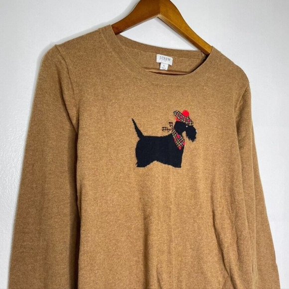 J Crew Brown Scottish Terrier Dog Graphic Sweater Size Large Women’s - Picture 3 of 10